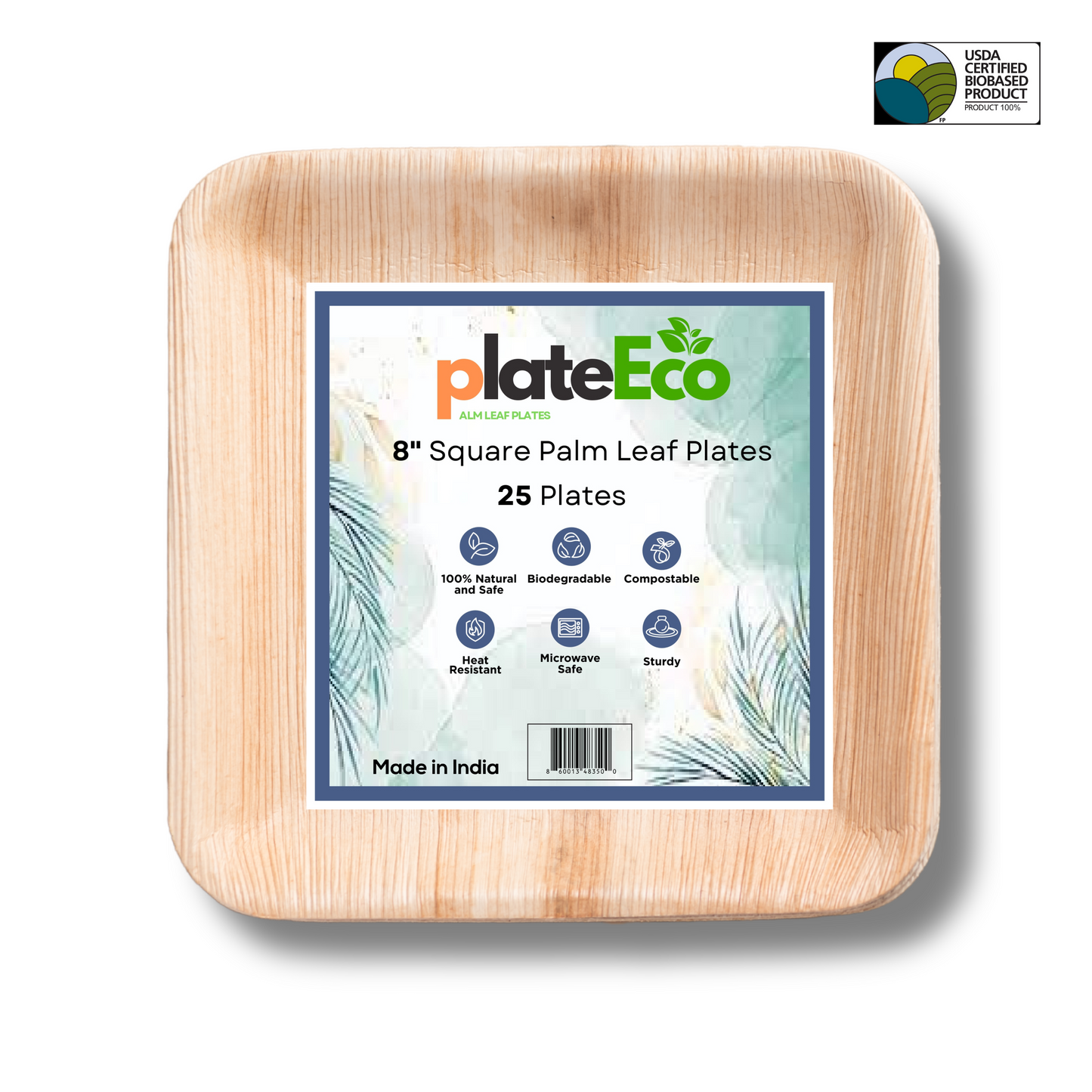 8" Palm Leaf Plates (25 Plates)