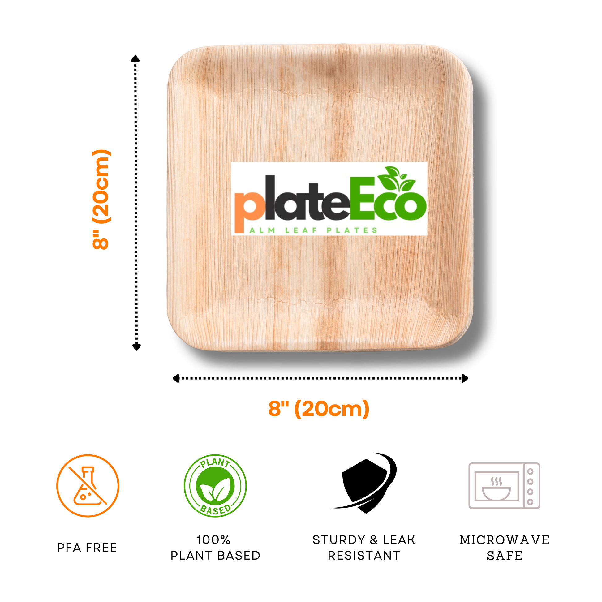 areca palm leaf plate hs code 8" Palm Leaf Plates (25 Plates) – PlateEco